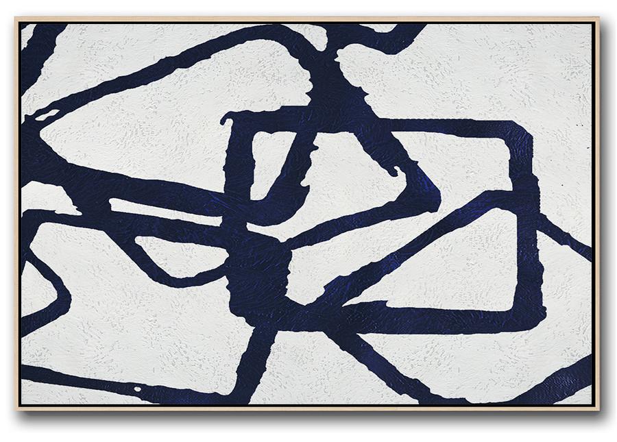 Horizontal Navy Minimalist Art #NV14C - Click Image to Close